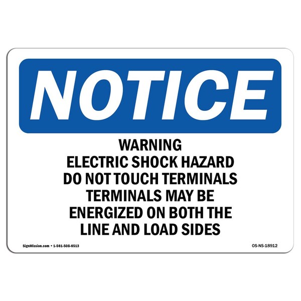 Signmission OSHA Notice Sign, 7" Height, 10" Width, Warning Electric Shock Hazard Do Not Touch Sign, Landscape OS-NS-D-710-L-18912 - main